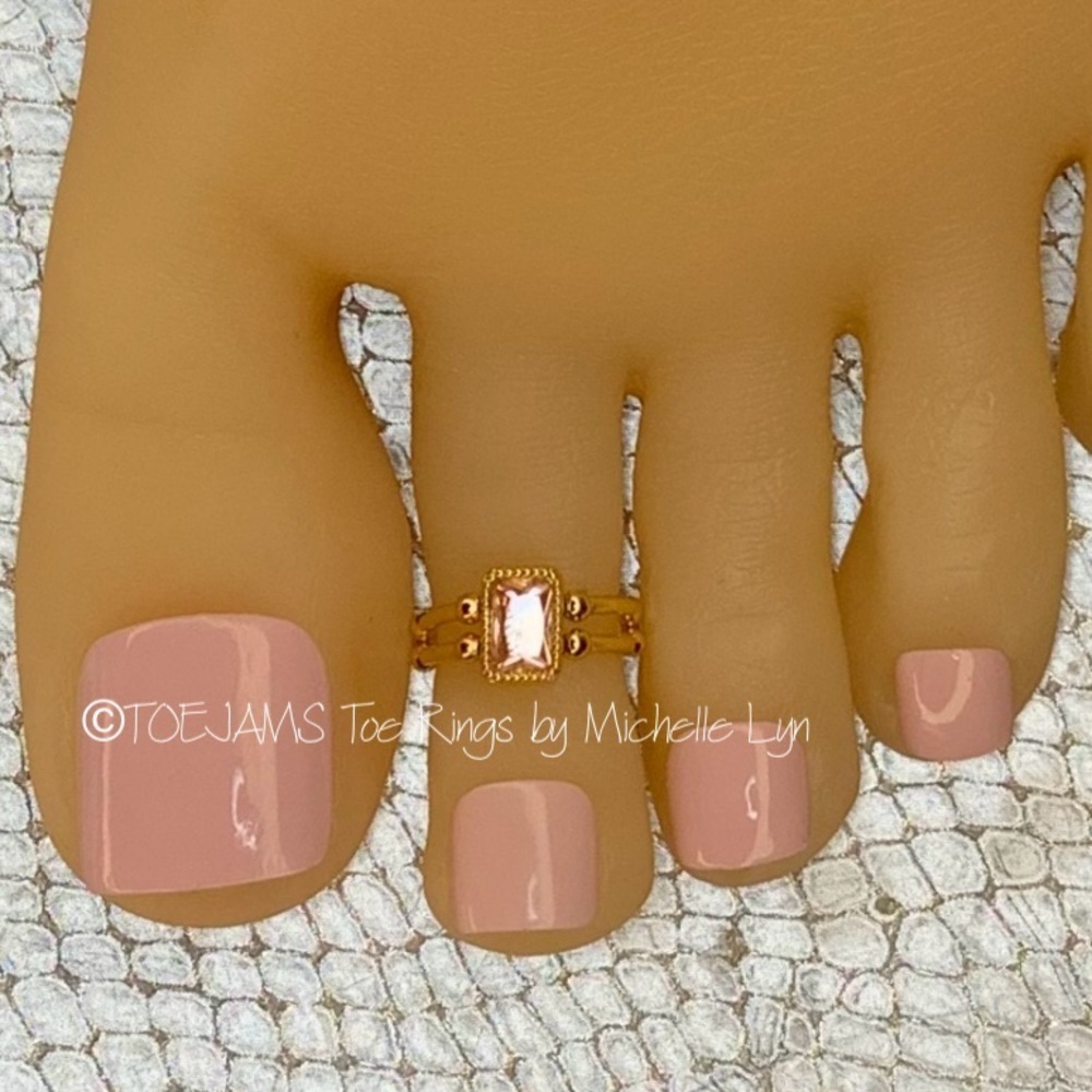 TOE RING Custom Made Gold with Pink Crystal
